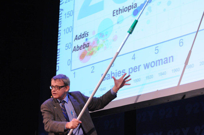 Professor Hans Rosling addresses a meeting.