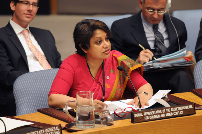 Radhika Coomaraswamy addresses the United Nations Security Council.