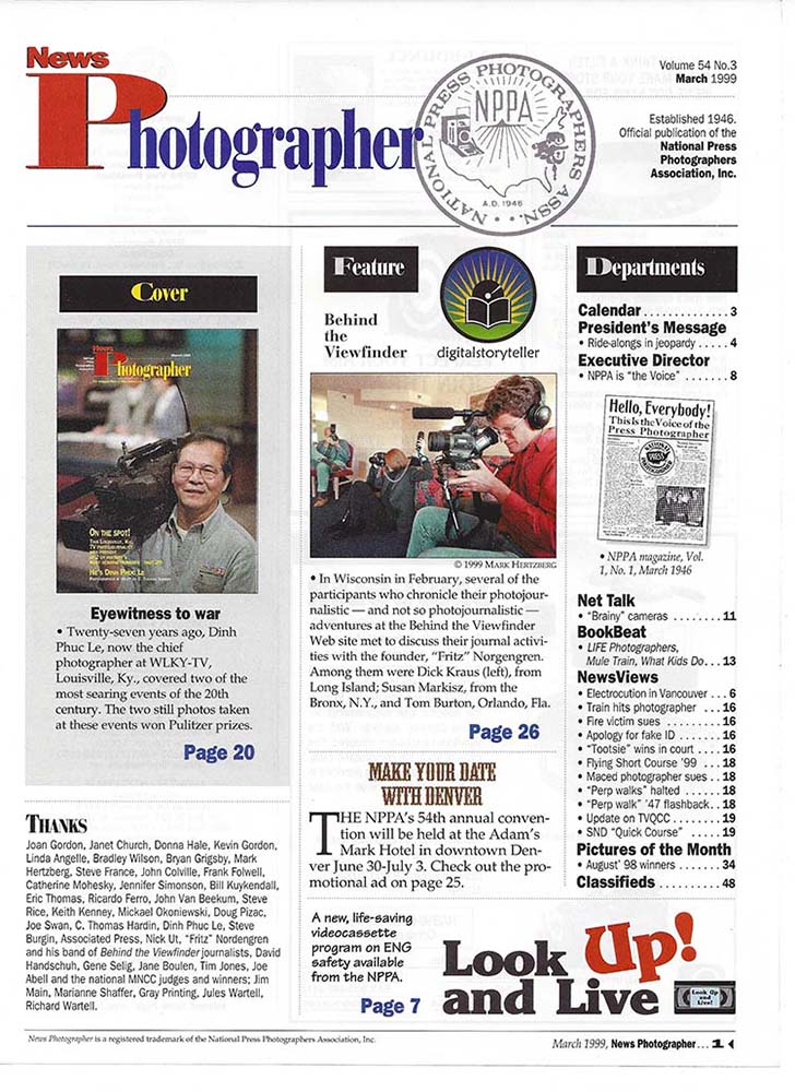 NPPA News Photographer tear sheet story on Behind the Viewfinder - title page