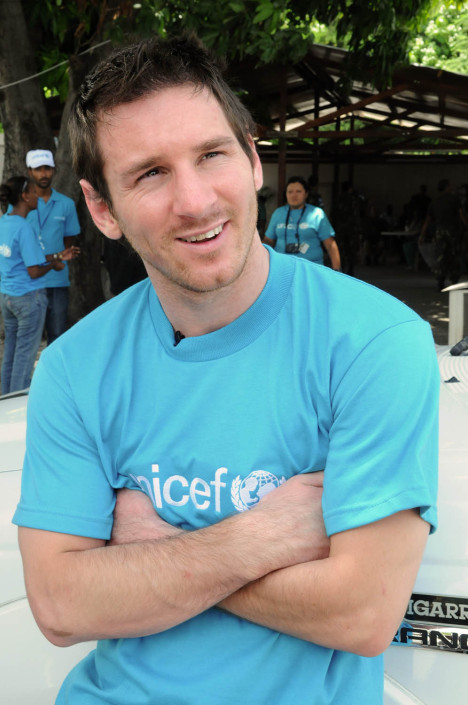 UNICEF Goodwill Ambassador Lionel ‘Leo’ Messi stands outside the field hospital of the Argentinean contingent of the United Nations Stabilization Mission in Haiti (MINUSTAH), in Port-au-Prince, Haiti.