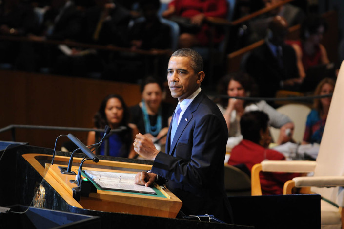 US President Barack Obama addresses the United Nations.