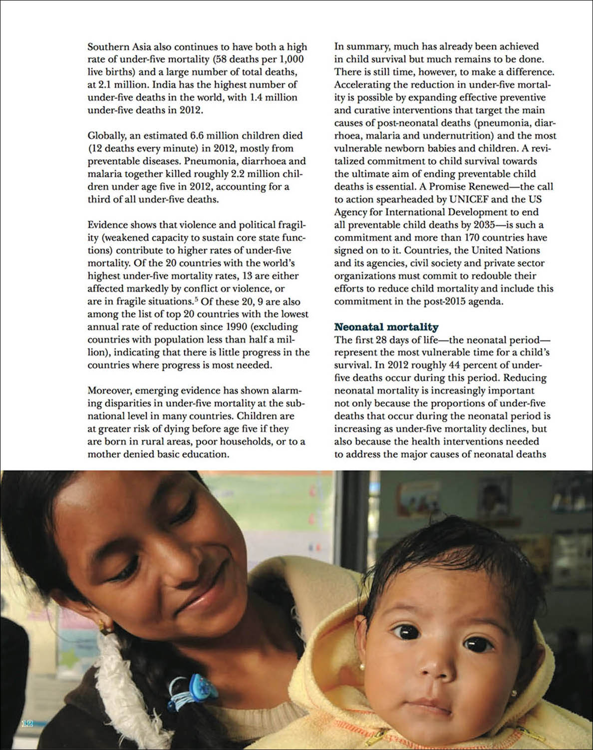 Screen capture/tearsheet showing a young mother holding her infant daughter.